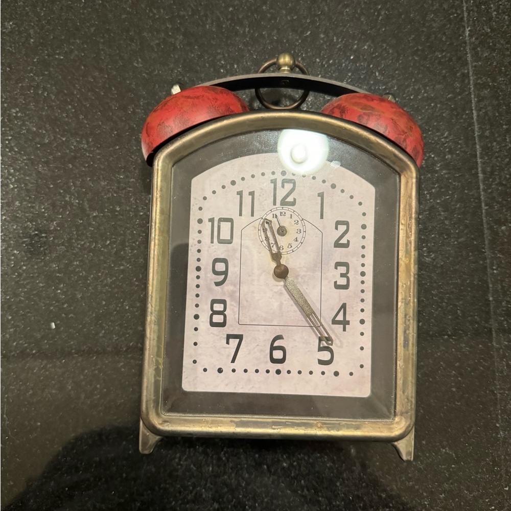 Pottery Barn Vintage Style Art Deco Clock in Brushed Metal